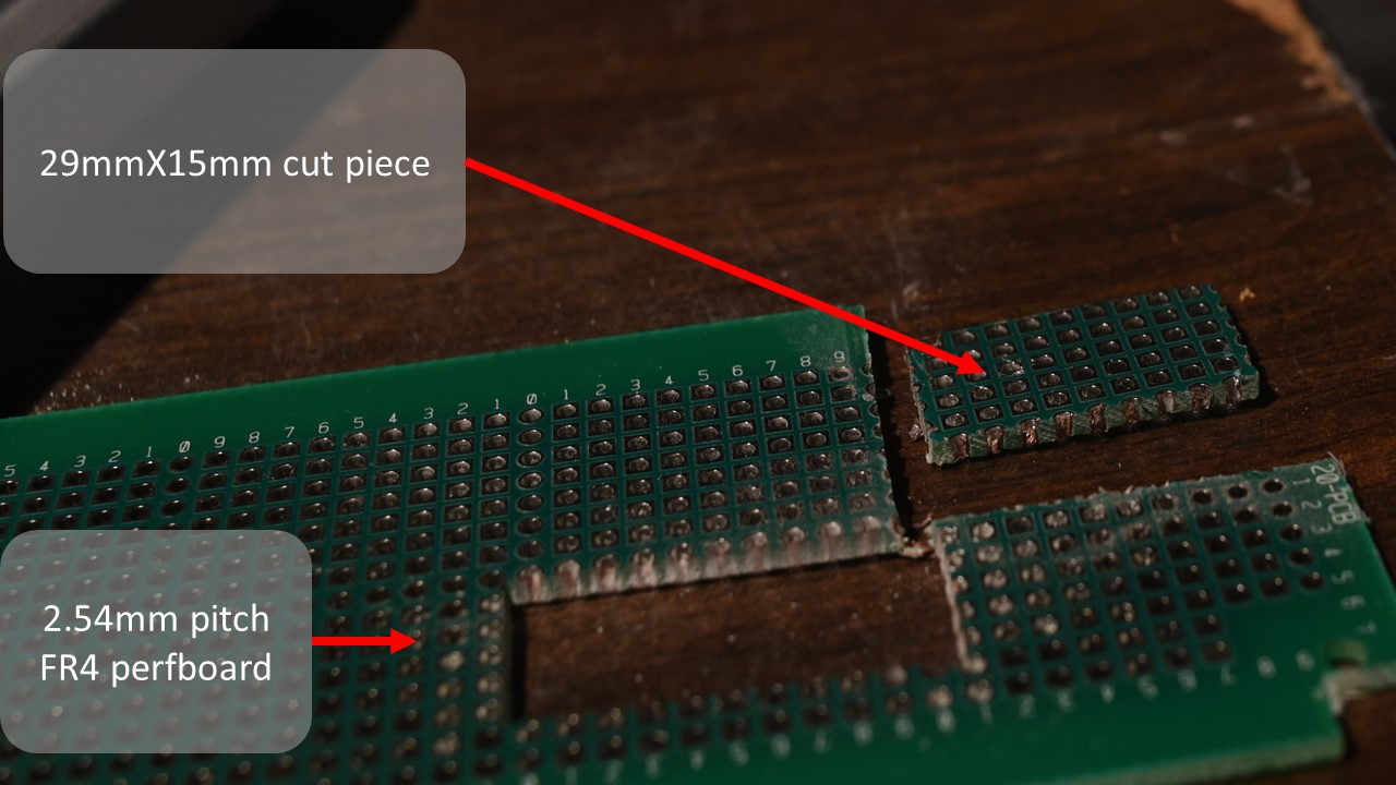 Backplane PCB completely sawn from perfboard stock