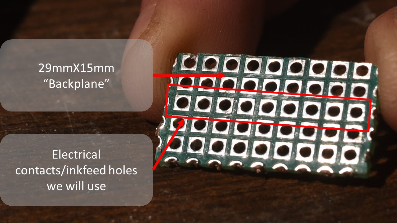 View of the contacts and inlet holes in the backplane